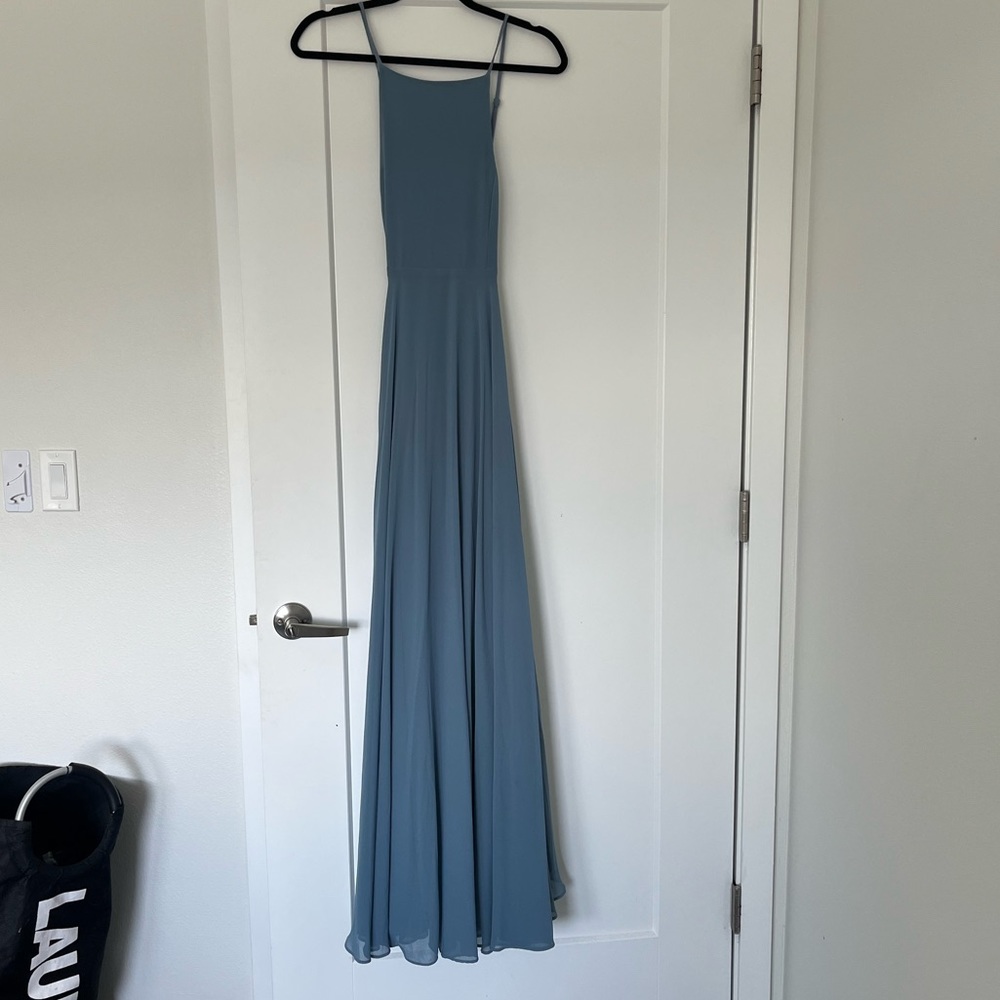 Lulu’s blue cross back maxi dress small homecoming/prom